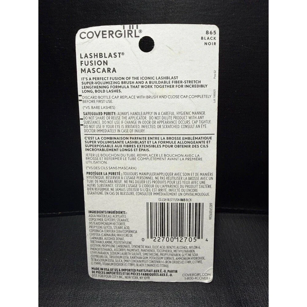 CoverGirl Lash Blast Fusion Mascara 865 Black Water Resistant